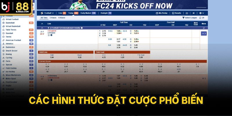 Hình thức đặt cược phổ biến tại sảnh cược