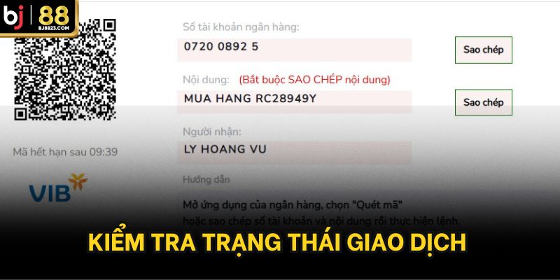 Kiểm tra trạng thái giao dịch